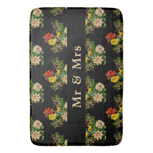 Vintager Personalisierter Blütenmatte Badematte (Vorderseite Vertikal)