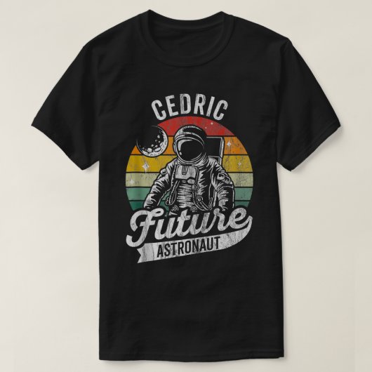 Vintager Personalisierter Cedric Future Astronaut T-Shirt (Design vorne)