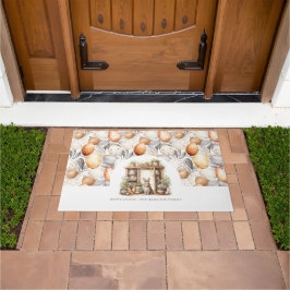 Vintager Personalisierter Familienname Beige Oster Fußmatte