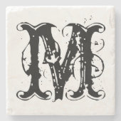 Vintager personalisierter Monogramm-Untersetzer Steinuntersetzer (Vorderseite)