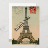 Vintager personalisierter Turm Paris Eiffel danken Dankeskarte (Vorne/Hinten)