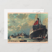 Vintager Personenverkehr im Hafen Postkarte (Vorne/Hinten)