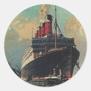 Vintager Personenverkehr im Hafen Runder Aufkleber