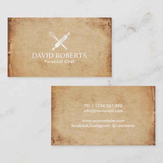 Vintager persönlicher Kochs-Ereignis-Catering Visitenkarte (Vorne/Hinten)