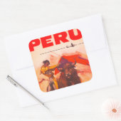 Vintager Peru-Quadrat-Aufkleber Quadratischer Aufkleber (Umschlag)