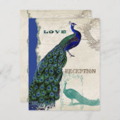 Vintager Pfau 5 - Einladung zur feierlichen Hochze (Vorne/Hinten)