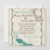 Vintager Pfau 5 - Einladung zur feierlichen Hochze (Rückseite)