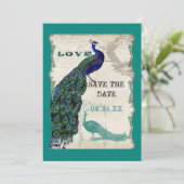 Vintager Pfau 5 - Save the Date (Stehend Vorderseite)