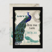 Vintager Pfau 5 - Save the Date (Vorne/Hinten)