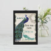 Vintager Pfau 5 - Save the Date (Stehend Vorderseite)