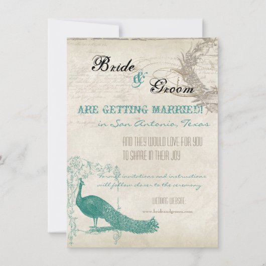 Vintager Pfau 5 - Save the Date (Rückseite)