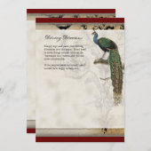 Vintager Pfau 6 - Einladung zur Hochzeit (Vorne/Hinten)