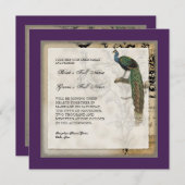 Vintager Pfau 6 - Einladung zur Hochzeit (Vorne/Hinten)