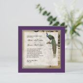 Vintager Pfau 6 - Einladung zur Hochzeit (Stehend Vorderseite)