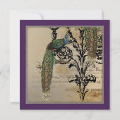 Vintager Pfau 6 - Einladung zur Hochzeit (Rückseite)