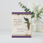 Vintager Pfau 6 - Einladung zur Hochzeit (Stehend Vorderseite)