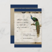 Vintager Pfau 6 - Einladung zur Hochzeit (Vorne/Hinten)