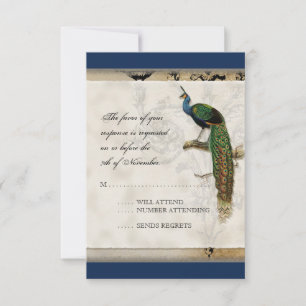 Vintager Pfau 6 - Einladung zur Hochzeit