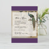 Vintager Pfau 6 - Einladung zur Hochzeit (Stehend Vorderseite)