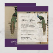 Vintager Pfau 6 - Einladung zur Hochzeit (Vorne/Hinten)