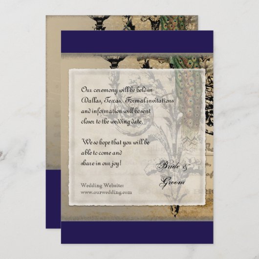 Vintager Pfau 6 - Save the Date (Vorne/Hinten)