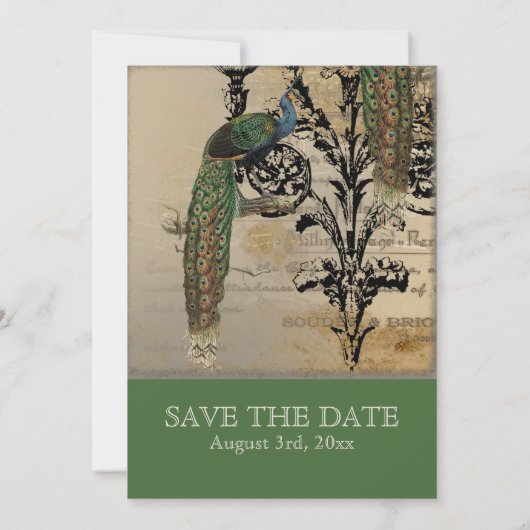 Vintager Pfau 6 - Save the Date (Rückseite)