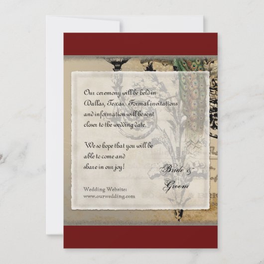 Vintager Pfau 6 - Save the Date (Vorderseite)