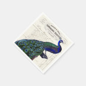 Vintager Pfau auf der französischen Ephemera Serviette (Ecke)