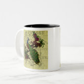 Vintager Pfau auf Zweigkleidung und Geschenke Zweifarbige Tasse (Vorderseite Links)