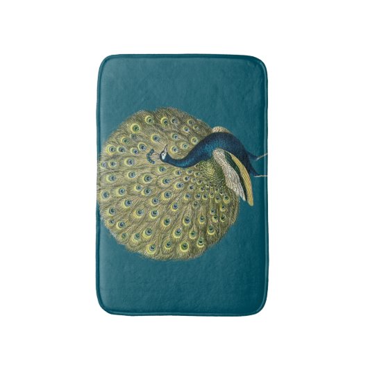 Vintager Pfau Badematte (Vorderseite Vertikal)