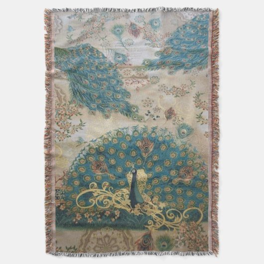 Vintager Pfau - Blanket Decke (Vorderseite Vertikal)