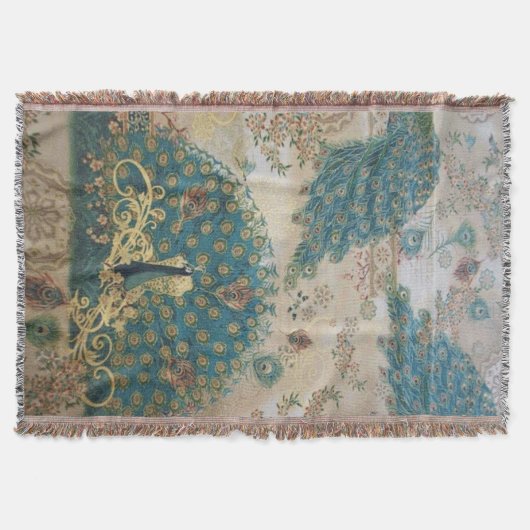 Vintager Pfau - Blanket Decke (Vorderseite)
