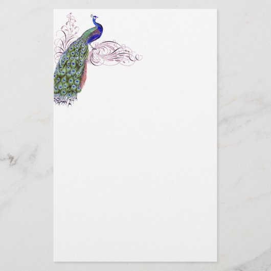 Vintager Pfau Briefpapier (Vorderseite)