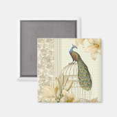 Vintager Pfau der französischen Lilie im Jugendsti Magnet (Vorderseite/Rückseite)