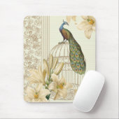 Vintager Pfau der französischen Lilie im Jugendsti Mousepad (Mit Mouse)