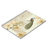 Vintager Pfau der französischen Lilie im Jugendsti Notizblock (Linke Seite)