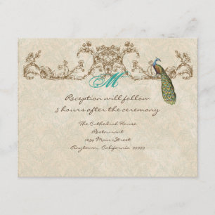 Vintager Pfau & Etchings Empfang Einladung
