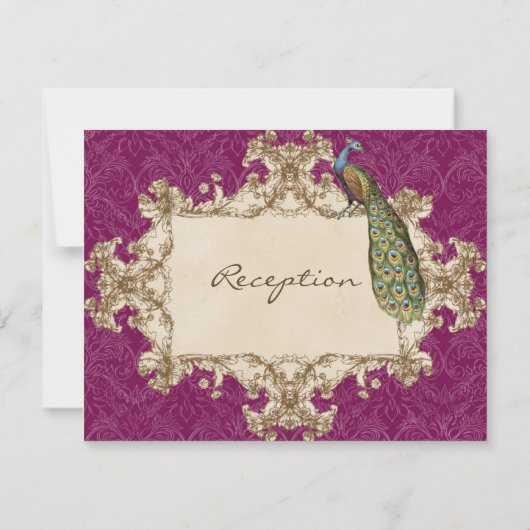 Vintager Pfau & Etchings Empfang Einladung (Rückseite)