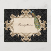 Vintager Pfau & Etchings Empfang Einladung (Rückseite)