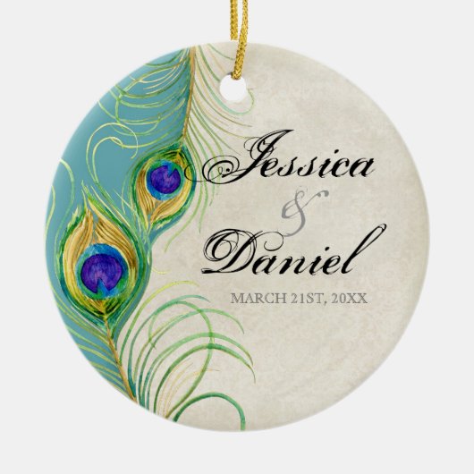 Vintager Pfau & Etchings Weihnachtsschmuck (Vorne)