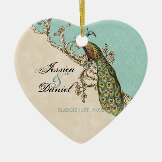 Vintager Pfau & Etchings Weihnachtsschmuck (Vorne)