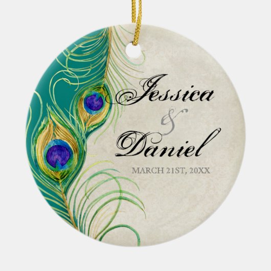 Vintager Pfau & Etchings Weihnachtsschmuck (Vorne)