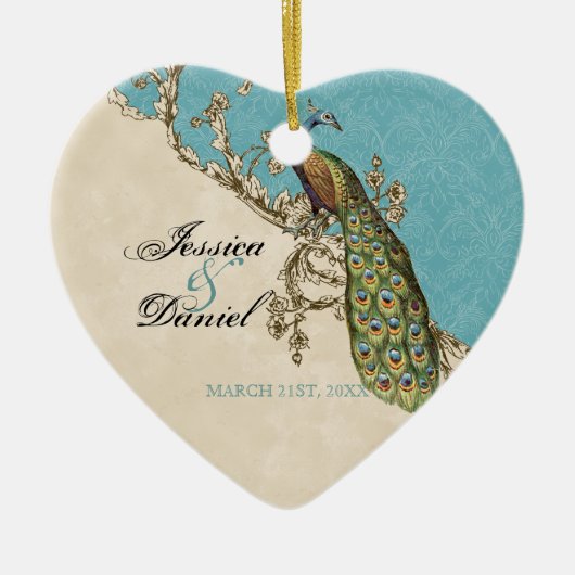 Vintager Pfau & Etchings Weihnachtsschmuck (Vorne)