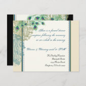 Vintager Pfau, Feathers Empfang Einladung (Vorne/Hinten)