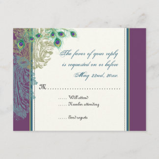 Vintager Pfau, Feathers-UAWG RSVP Karte