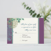 Vintager Pfau, Feathers-UAWG RSVP Karte (Stehend Vorderseite)