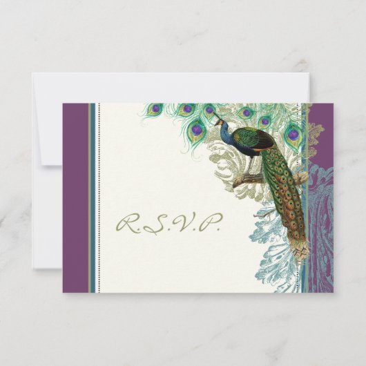 Vintager Pfau, Feathers-UAWG RSVP Karte (Rückseite)