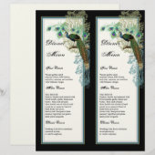 Vintager Pfau, Federn, 2-fach, Dinner-Menü-Blatt (Vorne/Hinten)