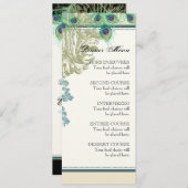 Vintager Pfau, Federn, Abendessen-Menü-Karte Menükarte (Vorne/Hinten)