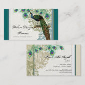 Vintager Pfau, Federn - elegante Geschäfts-Karten Visitenkarte (Vorne/Hinten)